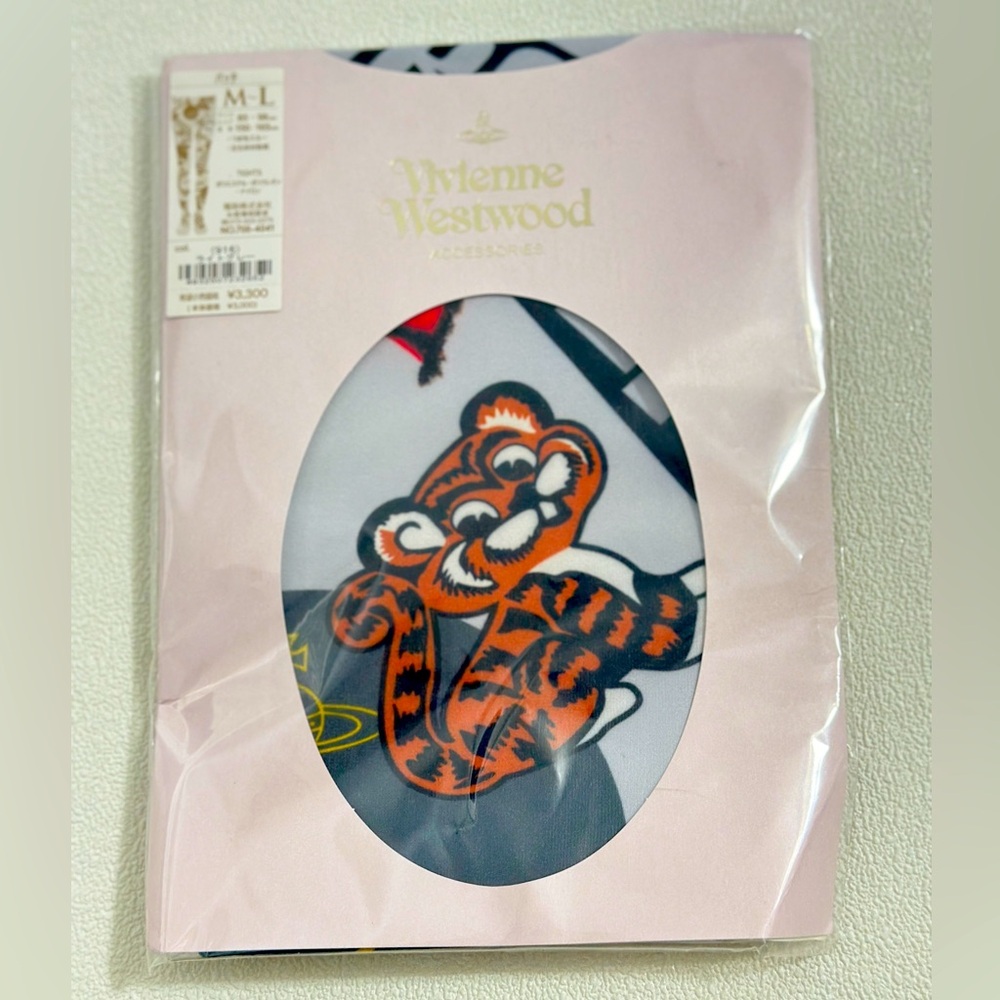 Authentic Vivienne Westwood ORB Tiger zodiac light grey carton designs stockings
